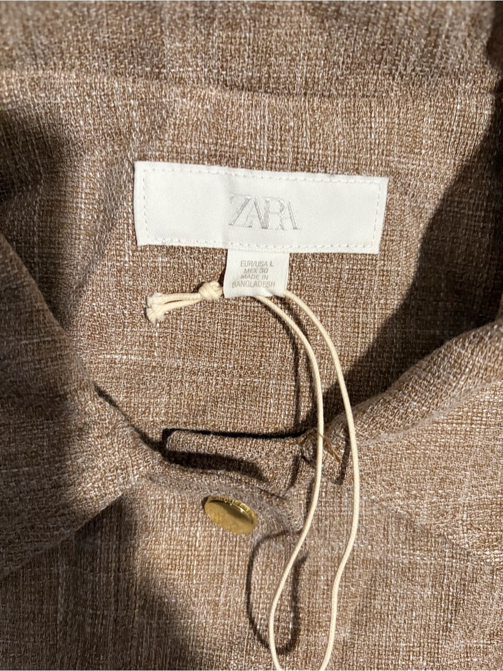 Zara Brown Taupe Utility Jacket with Front Flap Pockets - Picture 4 of 6